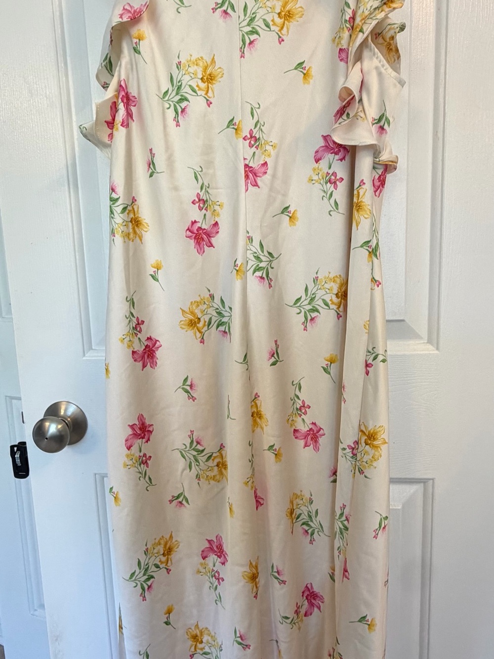 A New Day Floral Midi Dress XL Ruffle Sleeve Cream Spring Summer NWT - Picture 6 of 10